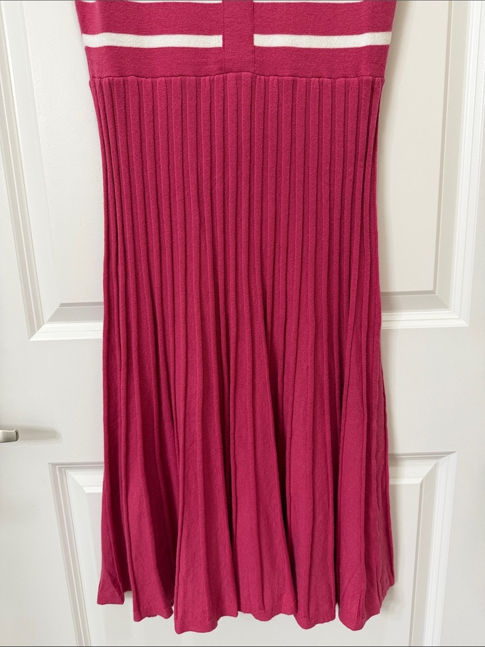 Zesica Sleeveless Striped Midi Dress in Berry Pink and White - Picture 4 of 5
